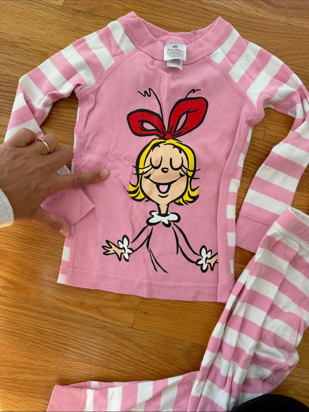 2 pack Hanna Andersson Pink Striped Cartoon Girl Pajama Set